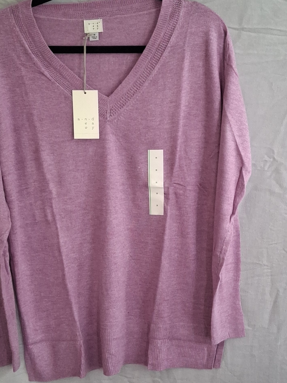 a new day Lilac V-Neck Lightweight Pullover